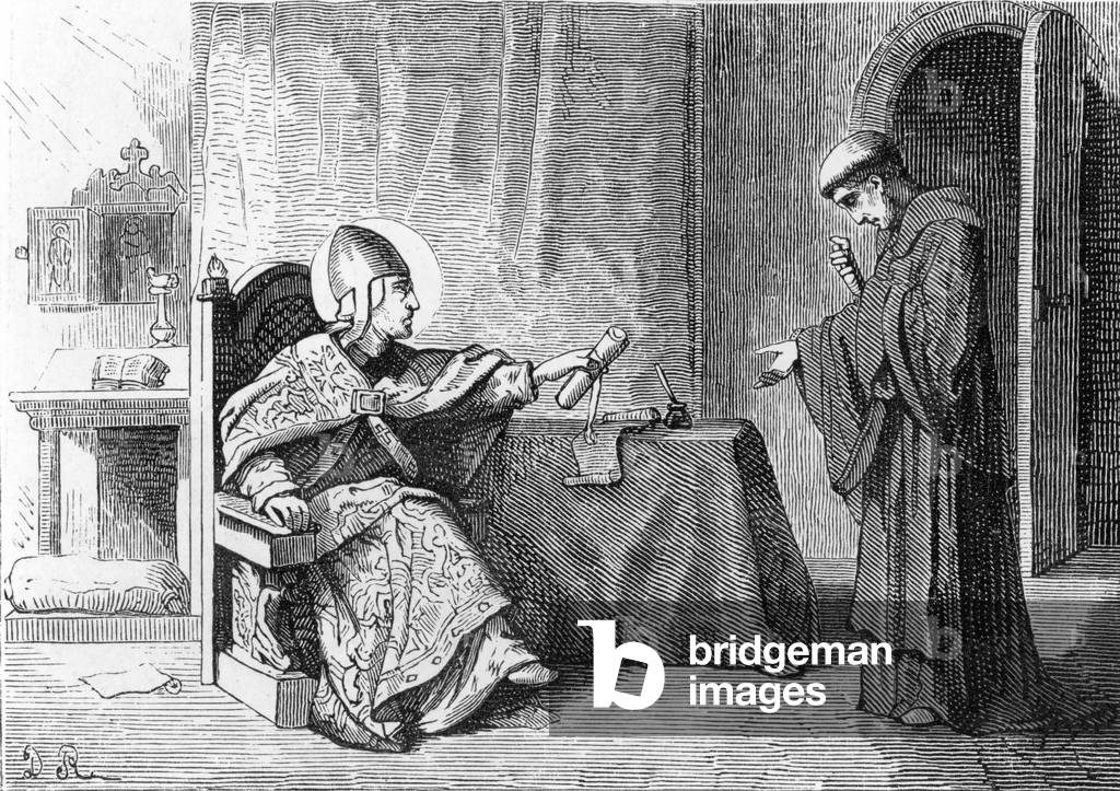 Representation of Pope Saint Jules I (died 352) (Pope Julius I). 19th century (engraving).