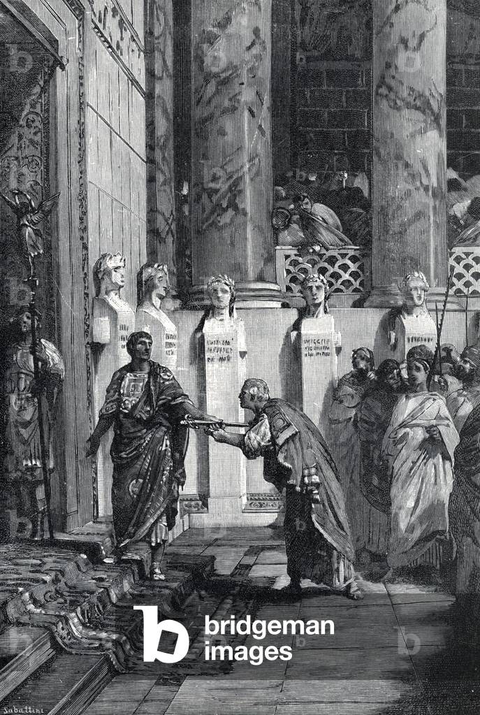 Imperatore Traiano (53-117) e Lucio Licinio Sura (40-108) ca. 100-105 (Lucio Licinio Sura influente senatore r