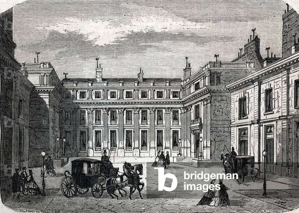 View of the Ministry of Public Education, Hotel de Rochechouart rue de Grenelle, in Paris - (engraving) 1864