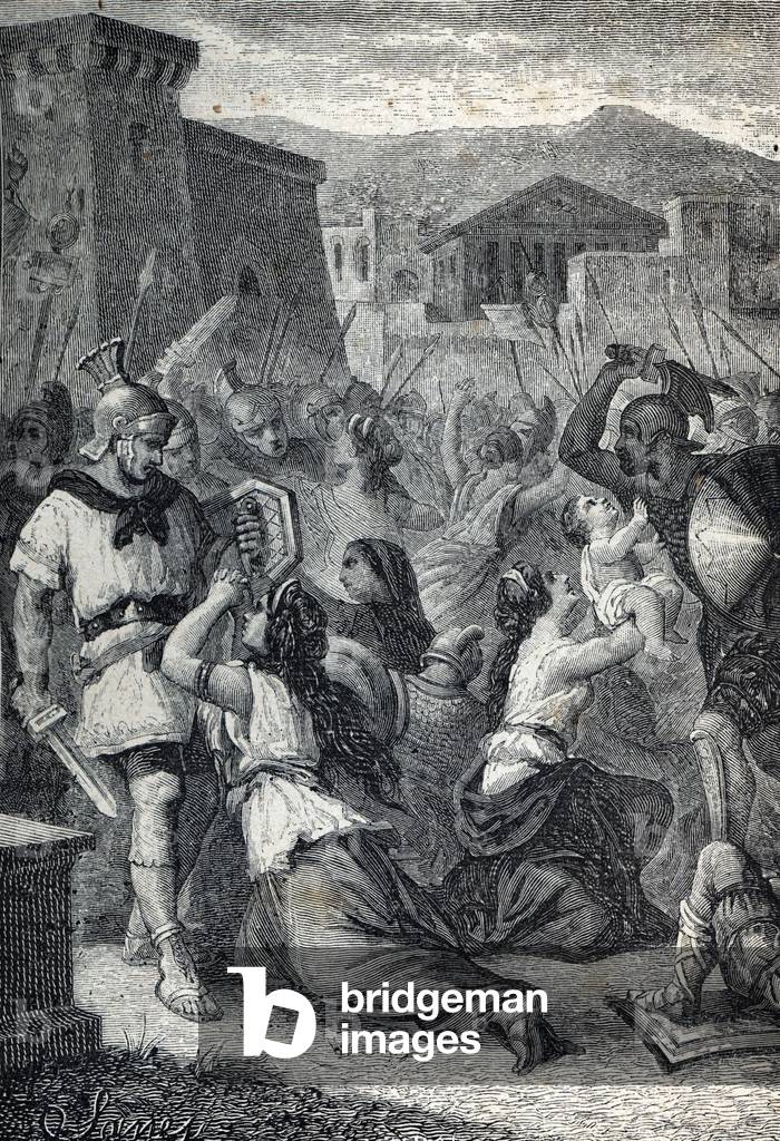 The Intervention of the Sabine Women . Engraving 1884