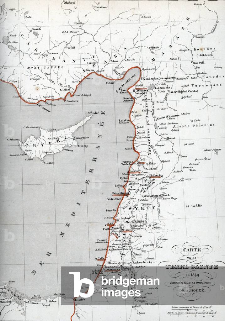 Image of Historical Map of the Holy Land 1849 (Map of Holy