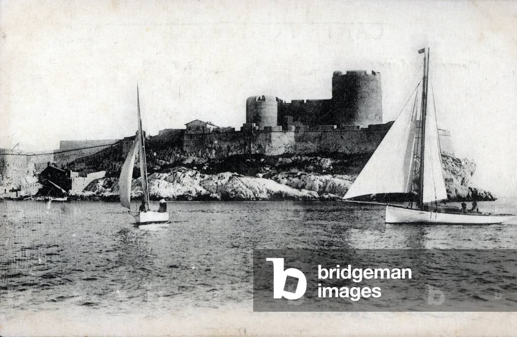 View of the Chateau d'If in Marseille, Bouches du Rhone - postcard 1910 ca Private collection