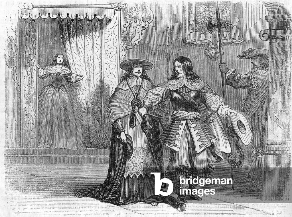Arrest of Jean-Francois Paul de Gondi, Cardinal of Retz on 1652, 1851 (engraving)