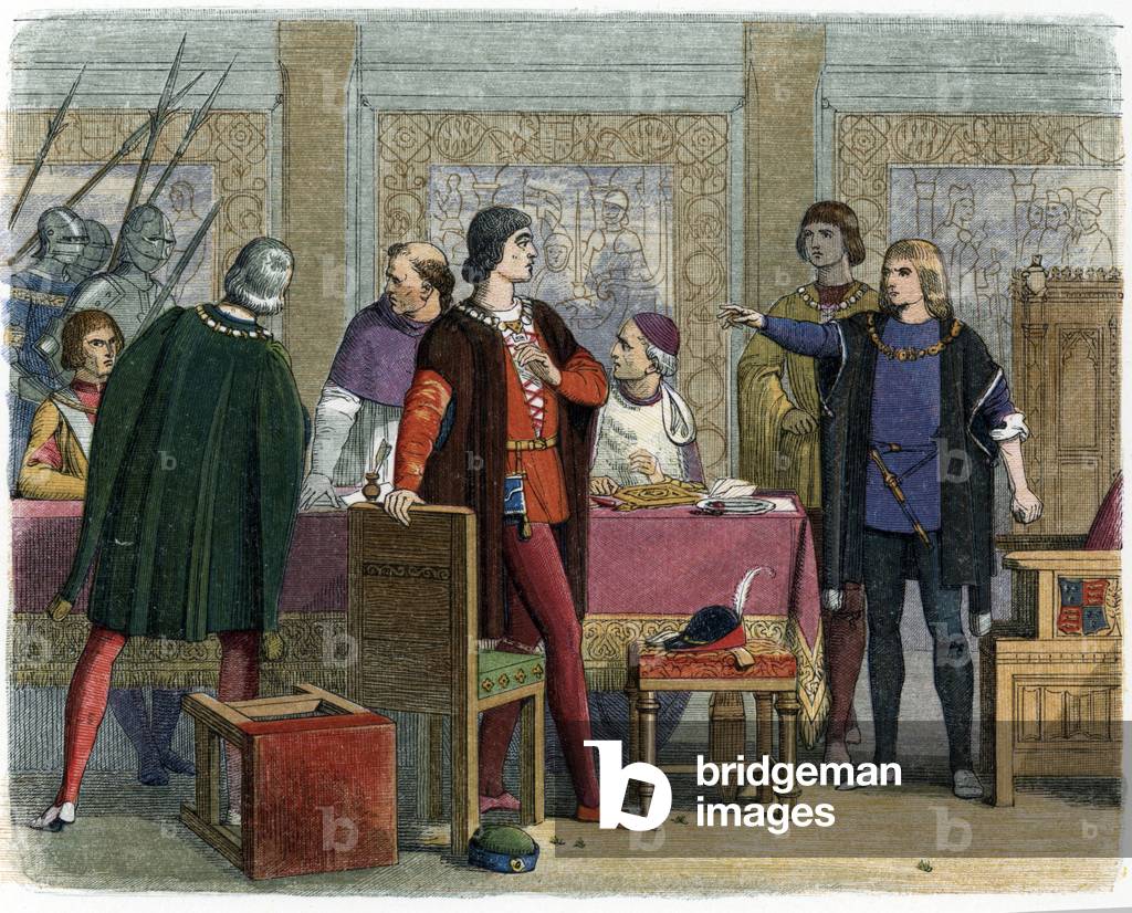 Krieg der zwei Rosen: „“ Richard macht Lord William Hastings am 13.06.1483 wegen Verrats verhaftet „(Richard, 