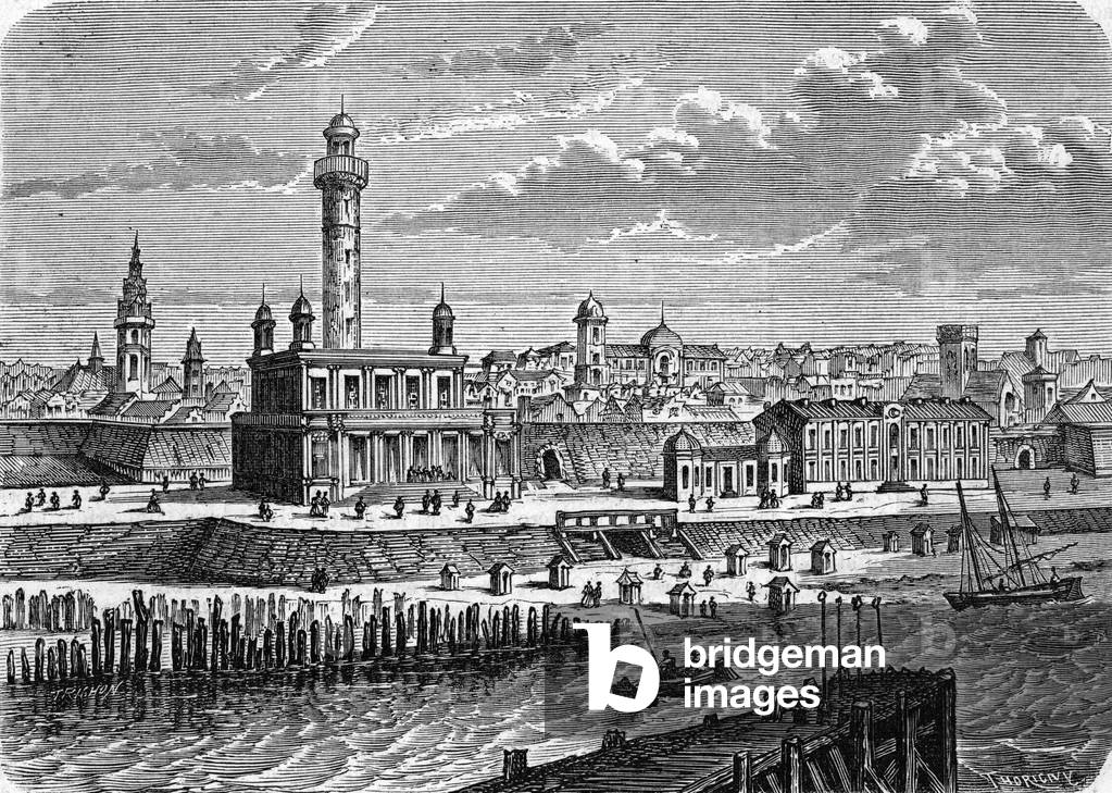 View of Ostend, Belgium, 19th century (engraving)