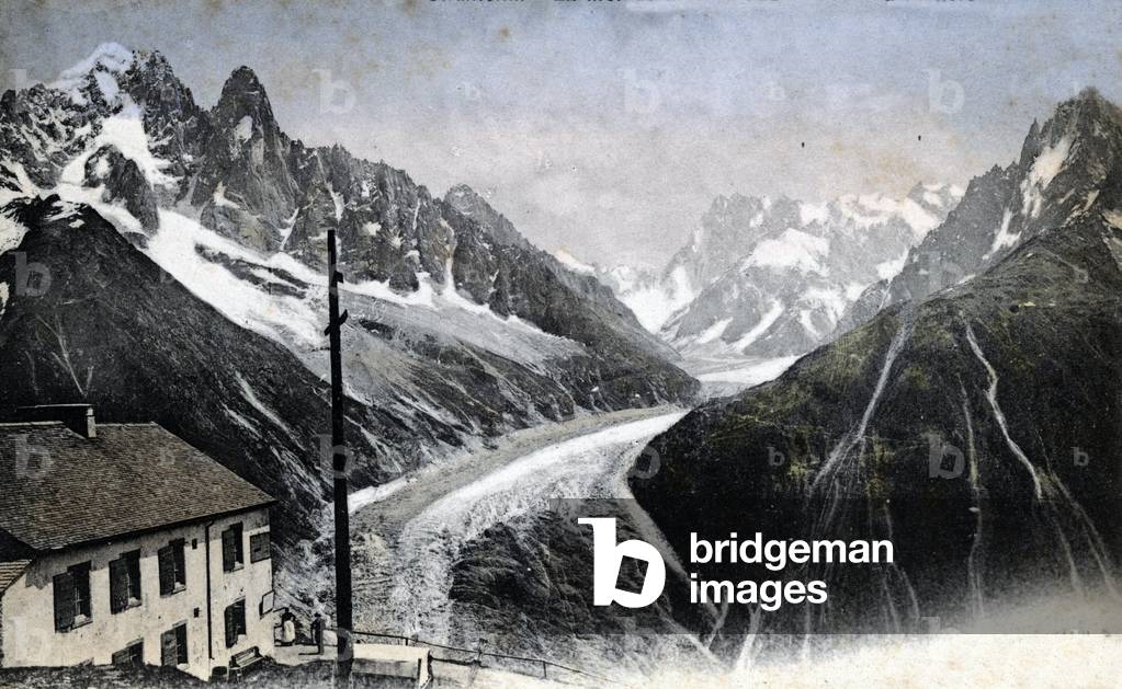 View of the glacier 'the sea of ice', Chamonix, French Alps, c.1910 (photo)