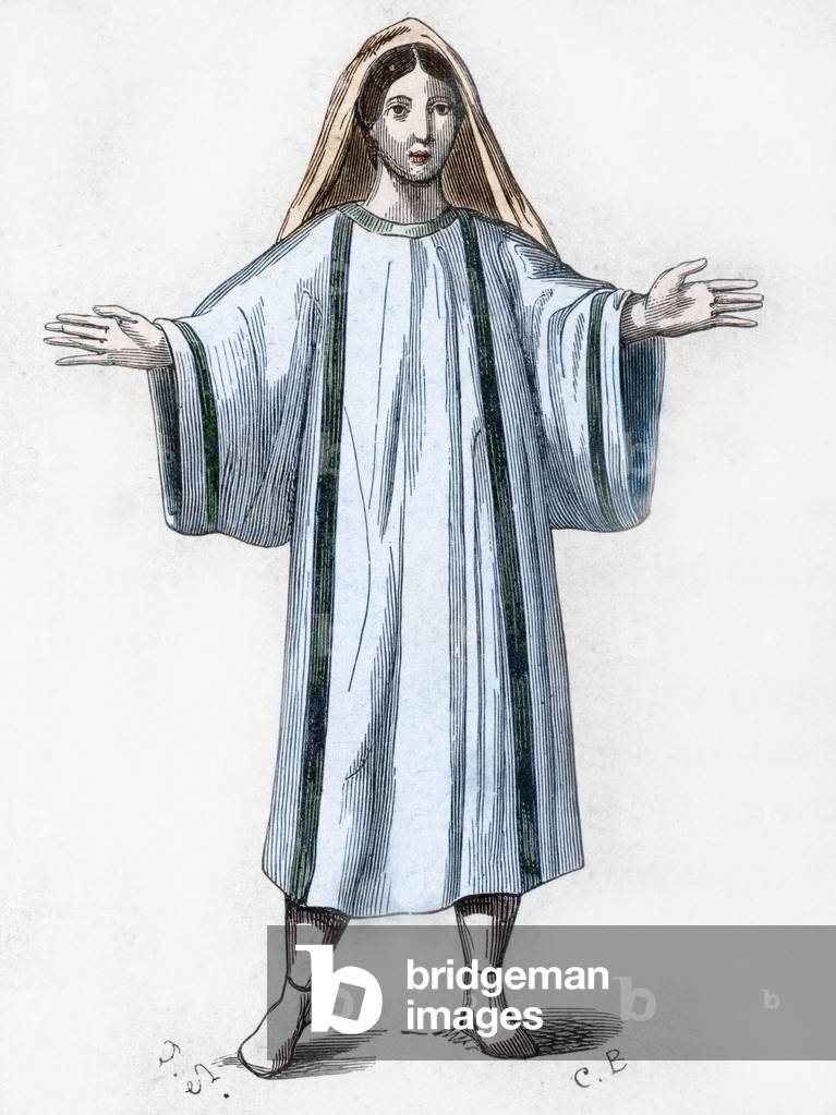 Roman antiquite: portrait of young Christian from the 5th century to the era of persecution - Young early christian girl, 5th century - Private collection