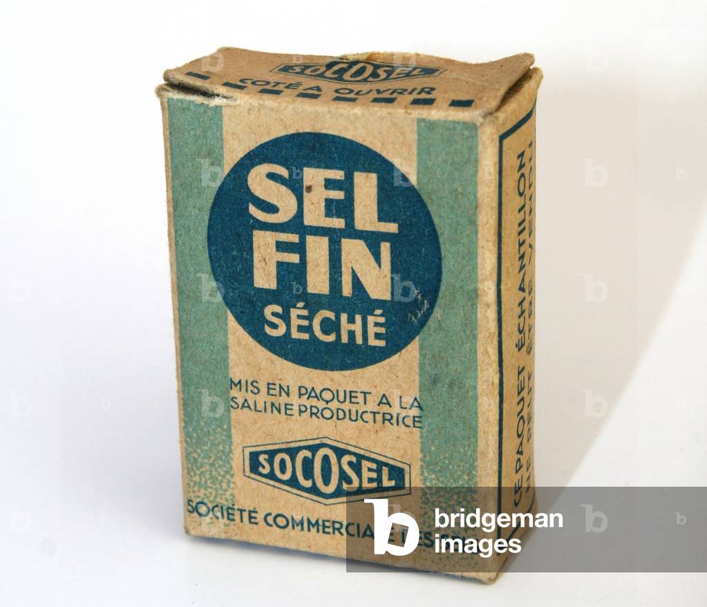 Box of fine salt Socosel circa 1955