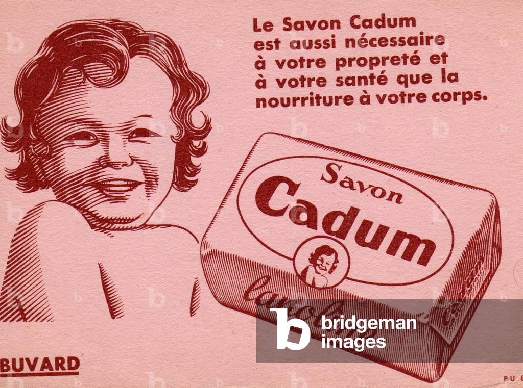 Drinking with baby Cadum around 1950