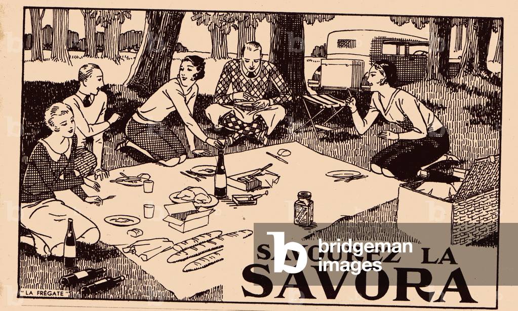 press advertisement for mustard Savora, 1931 (engraving)