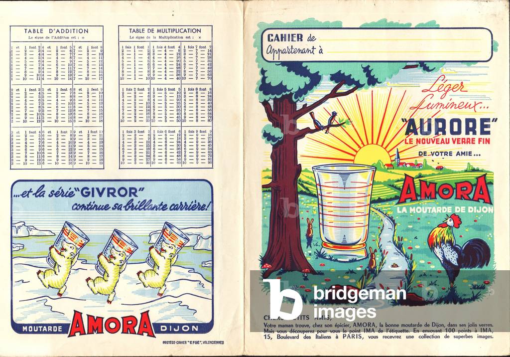 Protects Amora mustard notebook around 1955 aurora glasses with multiplication tables