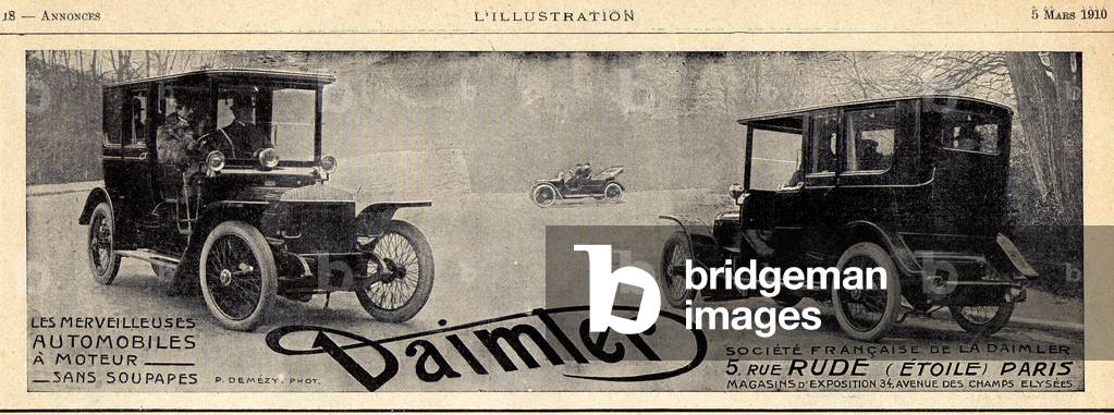 Press advertisement for cars Daimler 1910