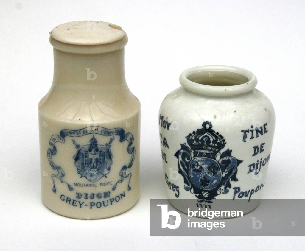Mustard pots in earthenware Grey Poupon circa 1960