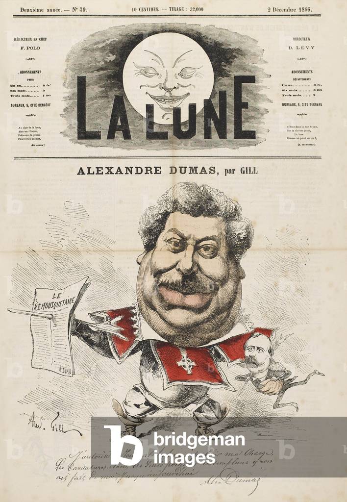 Image of Print depicting ALEXANDRE DUMAS 1866 by Andre Gill