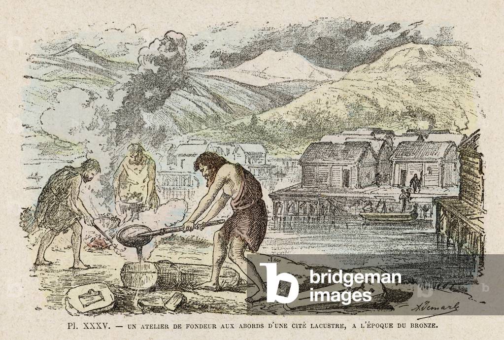 Bild von Gravur "Bronzezeit Metallarbeiten" 1801 von Alphonse Demarle