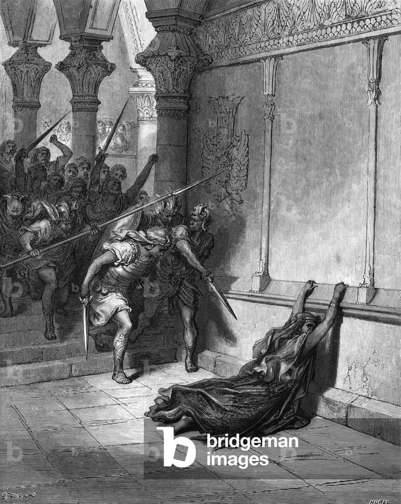 Bild von Gravur "ATHALIAH ERMORDET" 837 von Gustave Dore