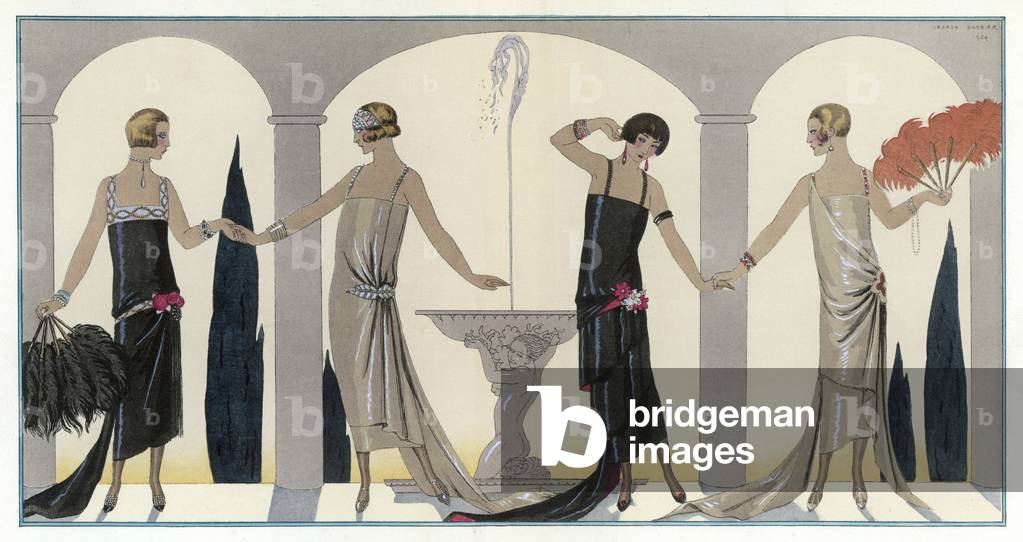 Image of Print depicting Evening Dresses - Worth 1924 by Georges Barbier
