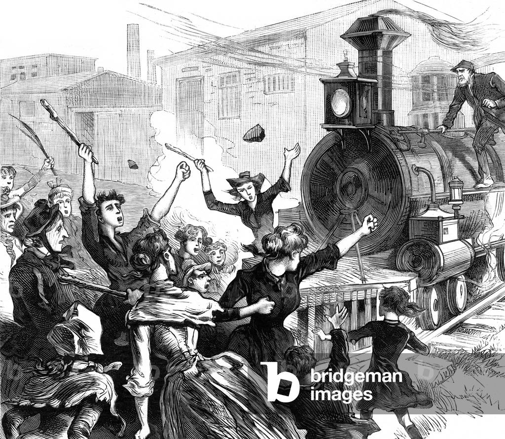 Immagine di Incisione "Gli attaccanti fermano il treno" 1886