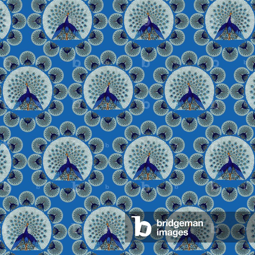 Image of Print depicting Repeating Pattern - peacocks 1801