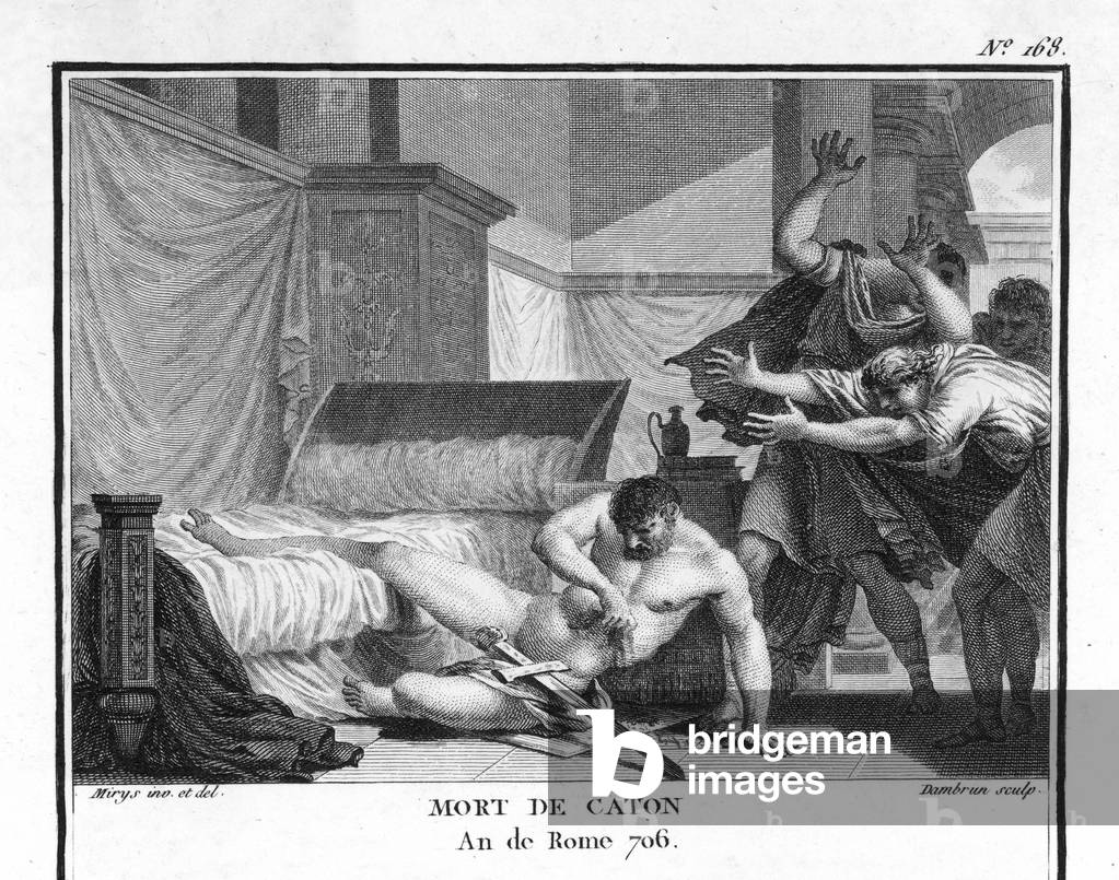 Bild von Gravur "CATO BEGEHT SELBSTMORD" von Silvestre Mirys