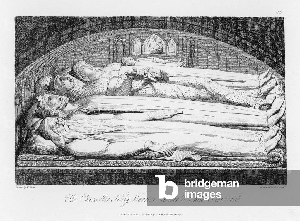 Image of Engraving depicting ALL EQUAL IN DEATH 1808 by William Blake
