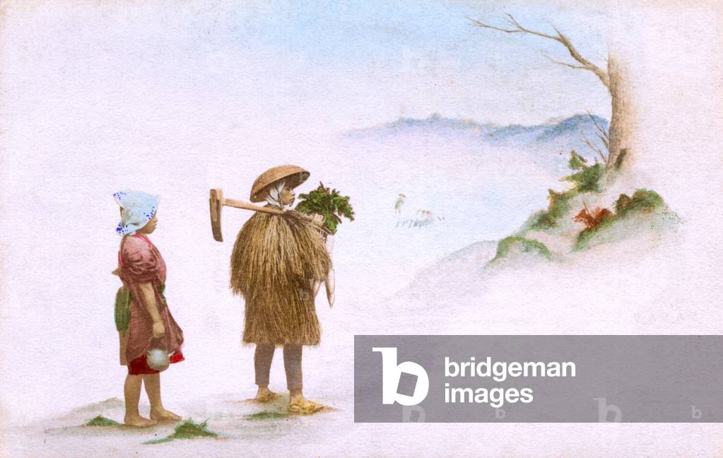 Image of Rural Types, Japan Traditional costume Mino raincoat