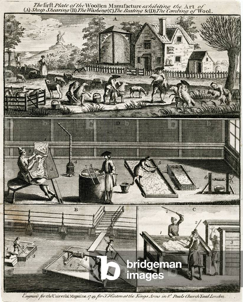Image of Engraving depicting Wool - Early Processes 1701