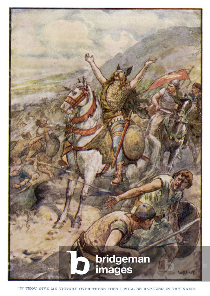 Image de Estampe représentant CLOVIS DEVIENT CHRÉTIEN par William Rainey