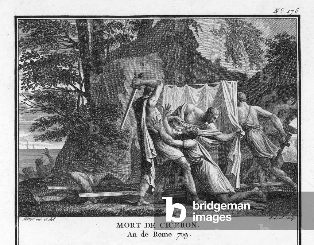 Bild von Gravur "Cicero wird ermordet" von Silvestre Mirys