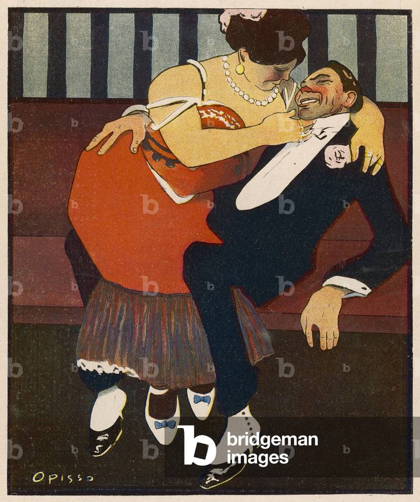 Image of Print depicting EMBRACING COUPLE 1908 1908 by Alfredo Opisso Cardona