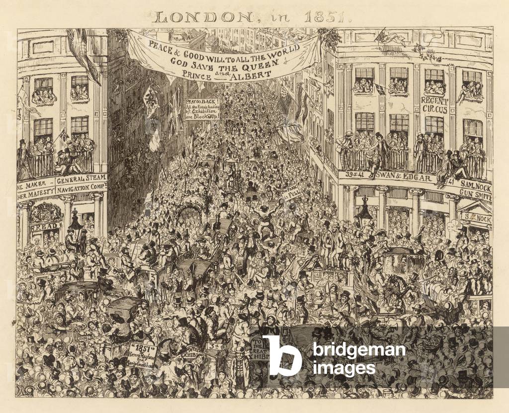 Immagine di Stampa "Folle di Crystal Palace" 1851 di George Cruikshank