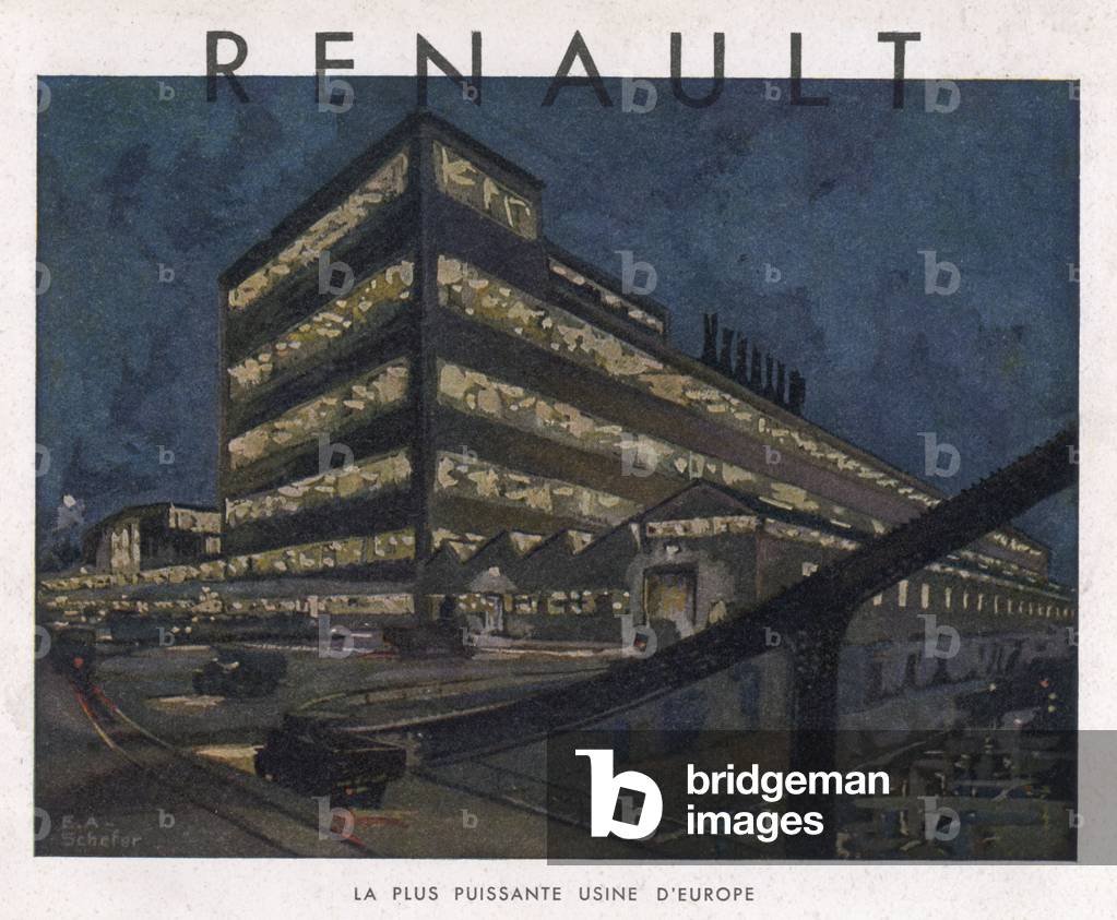 Bild von Druck "AUSSENSEITE DER RENAULT-" 1932 von Emile Andre Schefer