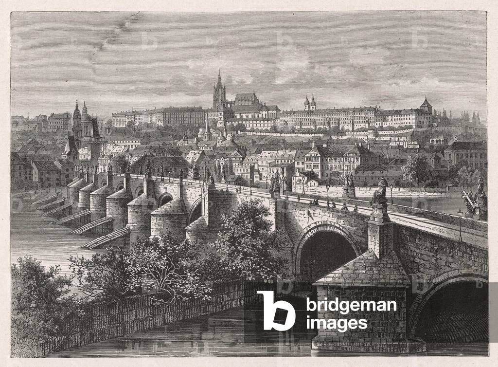 Immagine di Incisione "VISTA GENERALE DI PRAGA" 1880