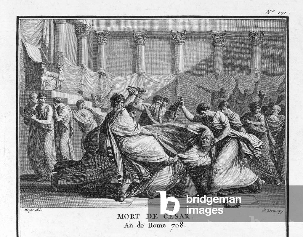 Bild von Gravur "Caesar wird ermordet" von Silvestre Mirys