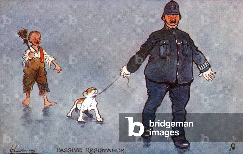 'Passive Resistance' - comic postcard by Lance Thackeray