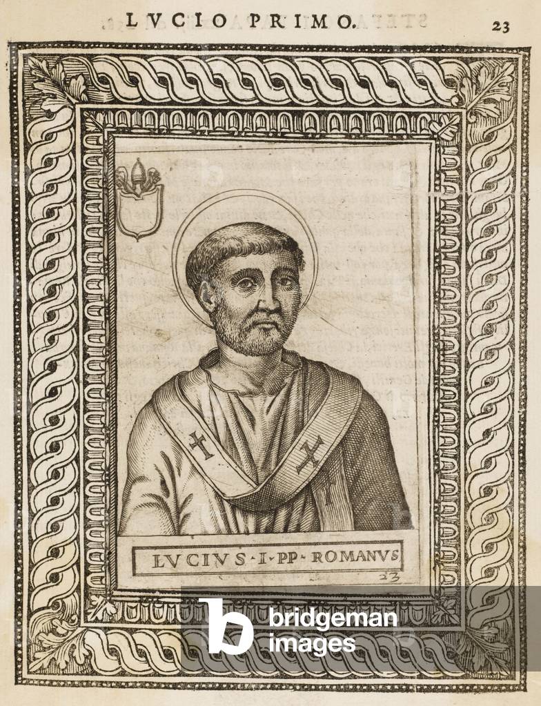 Bild von Gravur "PAPST LUCIUS I." 1588 von Cavalieri
