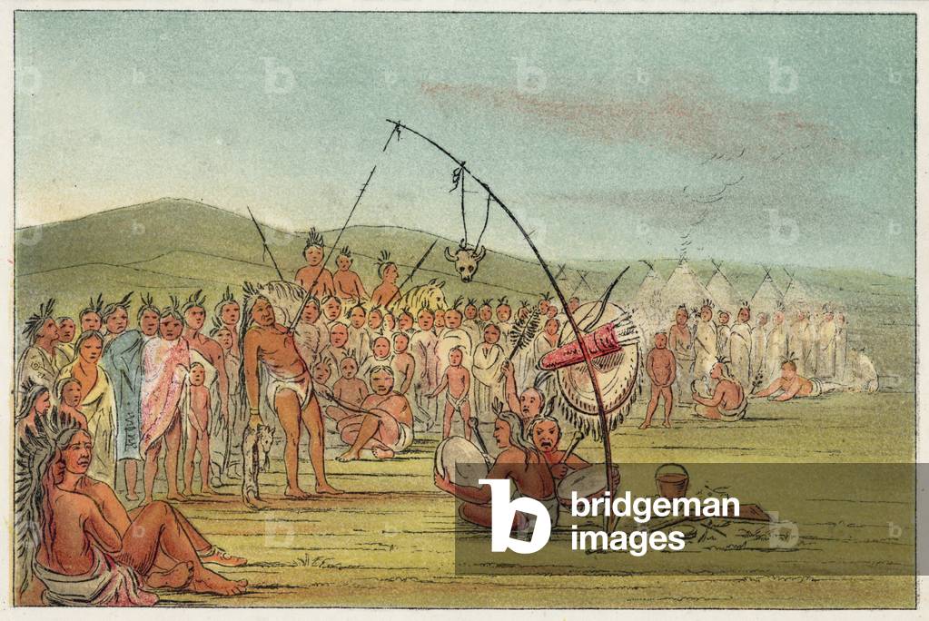 Image of Print depicting Looking @ the Sun 1830 by George Catlin