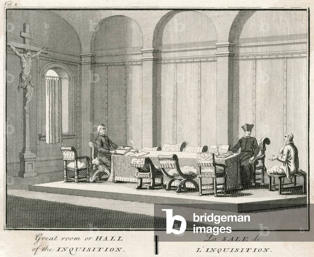 Image de Gravure représentant INTERROGER UN SUSPECT 1737 par Bernard Picart