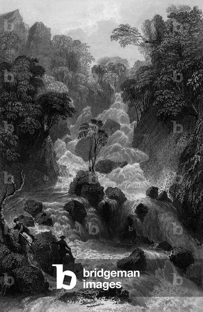 Image de Gravure représentant Lodore Falls 1833 par Thomas Allom