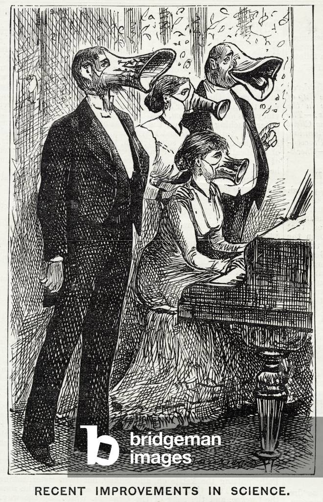 Image of Print depicting Improving Voice Timbre 1878 by George Du Maurier