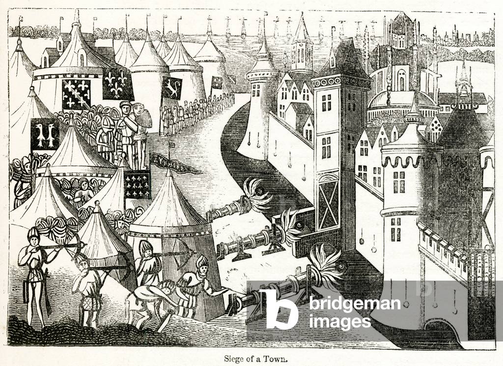 Hundred Years' War, siege of town (engraving)