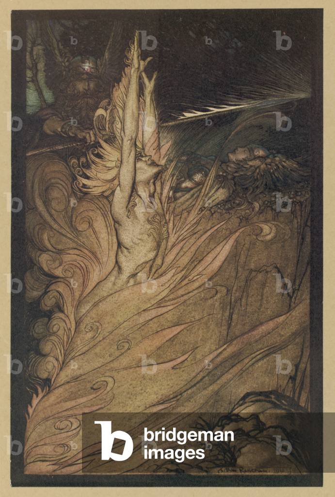 Bild von Druck "WOTAN UMKREIST FELS" 1910 von Arthur Rackham