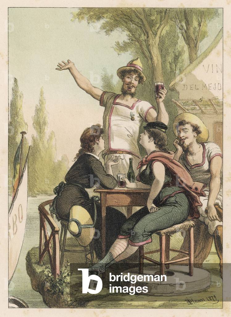 Une journée au bord de la rivière 1879 par Eusebio Planas
