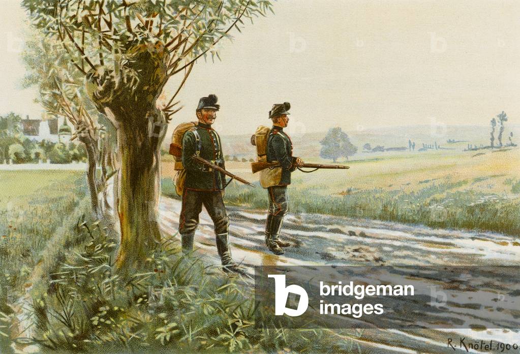 Image de Estampe représentant POSTE AVANCÉ ALLEMAND 1900 par Richard Knotel