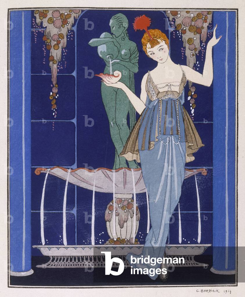 Image de Estampe représentant Fontaine en coquillage - Costume 1914 par Georges Barbier