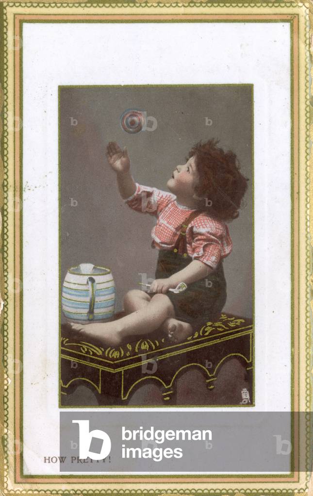 Image of Print depicting Todder blowing bubbles 1906