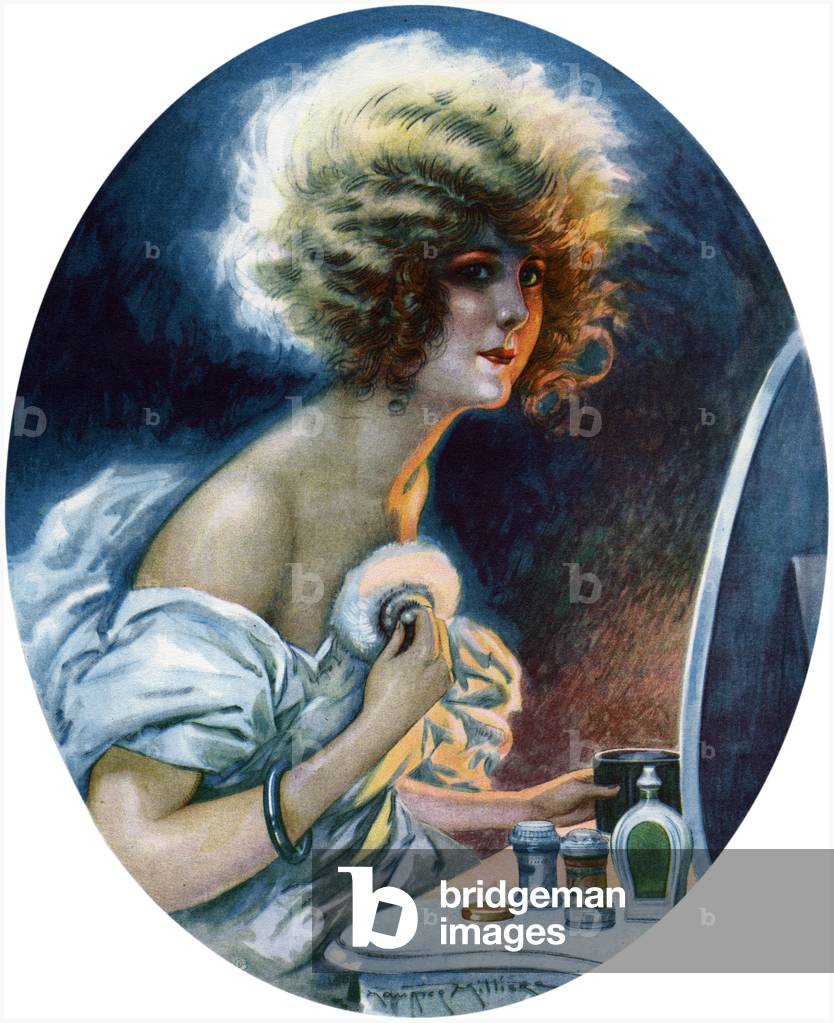 Image of Print depicting Using her powder puff 1923 by Maurice Milliere