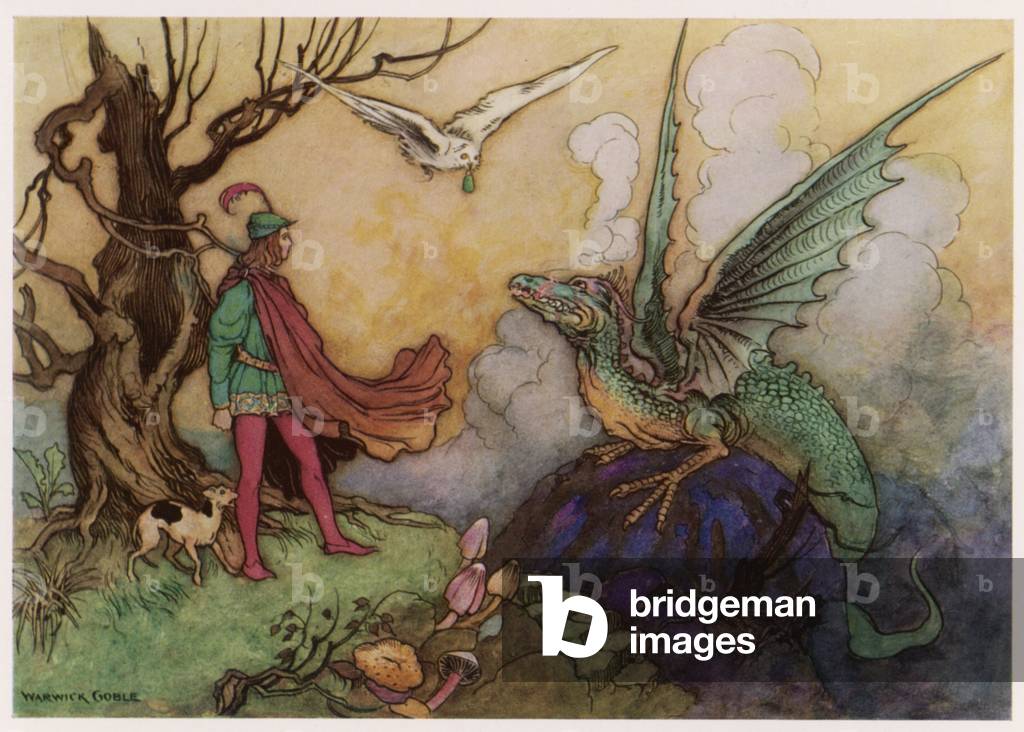 Image of Print depicting Avenant and Dragon by Warwick Goble