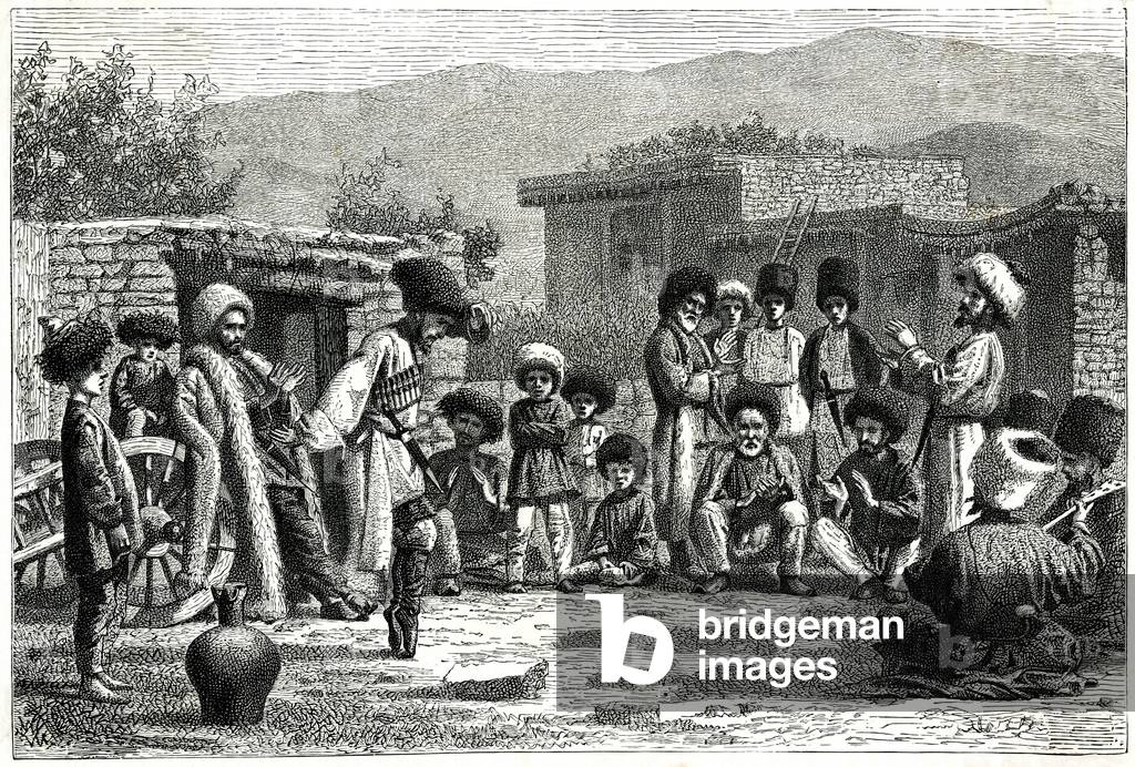 Image of Engraving depicting COSSACKS DANCING 1873