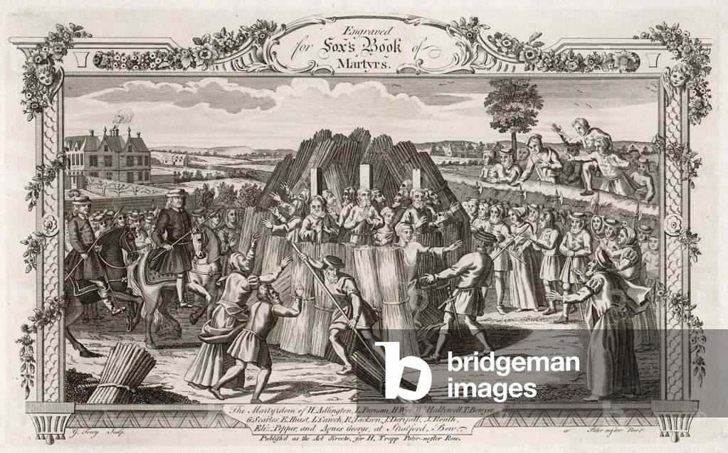 Bild von Gravur "PROTESTANTEN VERBRANNT" 1555